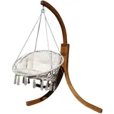 ALEOS. Design Hängesessel Catalina geknüft geflochten extra groß mit Gestell aus Holz NAVASSA Lärche komplett