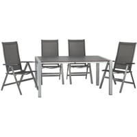 ACAMP Urban Garten-Essgruppe 5-tlg. Ausziehtisch Extensio 160 x 98 cm grau/silber