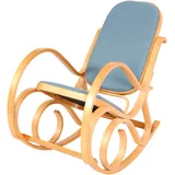 MCW Schaukelstuhl Gallarate, Schwingsessel Fernsehsessel, Massiv-Holz ~ Eiche-Optik, Stoff/Textil blau