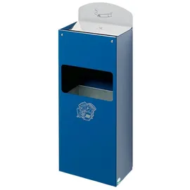 Proregal Robuster Wandascher mit Schild 4 Liter, HxBxT 55 x 14,5 x 22 cm Verzinkter Stahl Blau