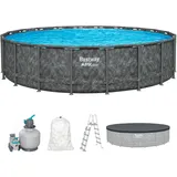 BESTWAY APX365 Winterfestes Frame Pool Set, Ø 610 x 132 cm, 33.240 Liter, TriTech-Material, Polar-Shield Ganzjahresschutz, Sandfilteranlage 8.327 l/h, Sicherheitsleiter, Abdeckplane, einfacher Aufbau