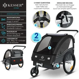 Kesser Kinderanhänger Sport-RX 2 in 1 Joggerfunktion shwarz