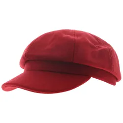 Ballon-Mütze im Filz-Style Baker-Boy-Mütze Kopfbedeckung Sommer-Cap Schirm-Mütze 4604M KL3888 Rot - One-Size