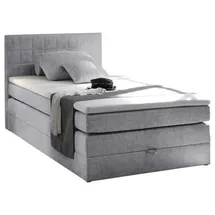 ed-lifestyle polstermöbel Boxspringbett Hellgrau, - H2 - Webstoff - 140x200 cm