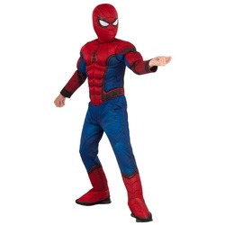 Rubie ́s Kostüm Spider-Man Muskelanzug für Kinder, Klassischer Spiderman im gepolsterten Muskeldress rot 134-140