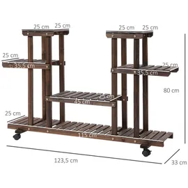 Outsunny Blumenständer, Braun, Holz, 33x80x123.5 cm