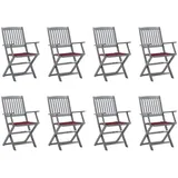 vidaXL Klappbare Gartenstühle 8 Stk. mit Kissen Massivholz Akazie