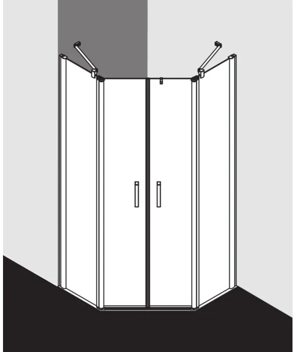 Kermi Pega Fünfeck-Duschkabine PEF5310020VUK 100x100x200cm, silber hochglanz ESG SR Opaco