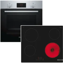 Bosch Herdset Bosch Backofen Schnellaufheizung mit Glaskeramikkochfeld TouchSelect autark 60 cm