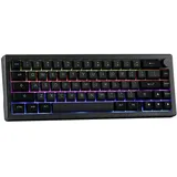 EPOMAKER EK68 65% Gasket NKRO Mechanische Tastatur, Hot Swappable Dreifach-Modus Gaming-Tastatur mit 3000mAh Akku, RGB-Beleuchtet für Büro/Home/Win/Mac (Black Silver, Gateron Pro Yellow)