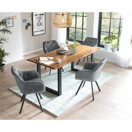 SalesFever Essgruppe, (Set, 5 tlg.), Stühle mit 360° Drehplatte, Tischplatte mit echter Baumkante,