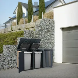 ML-Design Mülltonnenbox 3er 200 x 80 x 116,3 cm anthrazit-lärchenoptik