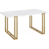 Ausziehbarer Esstisch Weiß - Tisch im Loft-Stil mit Metallbeinen - Industrietisch für das Wohnzimmer - Spacesaver - 120 / 220 cm - Marmor Weiss -...