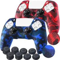 YoRha Studded Drucken Silikon Hülle Controller Rot/Blau für PlayStation 5