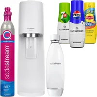 Sodastream Terra Wassersprudler Weiß 1L Flasche 3 Sirupe Quick Connect - Weiß