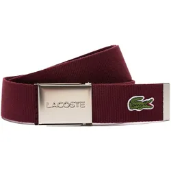 LACOSTE Herren Gürtel aus Stoff - schönes Etui, gravierter Schiebeschnallenverschluss Dunkelrot 90 cm