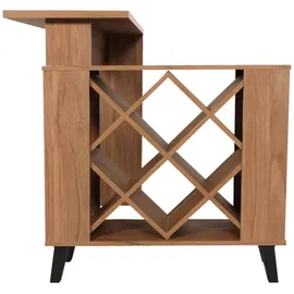 Mendler Bartisch HWC-M45, Stehtisch Thekentisch Weinregal Weinschrank, Staufächer 93x120x98cm, braun