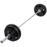 wuuhoo Hantel-Set 85kg Set Langhantelstange Olympia Hantelscheiben 2, Langhantelscheiben gummiert mit Stahlkern und Griffen Design 1 ohne Ständer