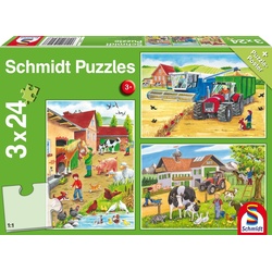Auf dem Bauernhof. 3 x 24 Teile Puzzle