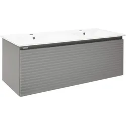 Naturel Badezimmerschrank mit Waschbecken Savona 118x43x44,8 cm Grau Matt SAVONA120GM