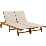 vidaXL 2-Personen-Sonnenliege 200 x 70 x 30 cm Beige/Weiß