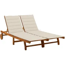 vidaXL 2-Personen-Sonnenliege 200 x 70 x 30 cm Beige/Weiß