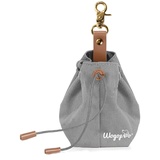 WOGOPRO Leckerlibeutel für Hunde, Canvas Hundefutterbeutel mit Clip Sch nalle und Spannseil, Futterbeutel für Hundetraining (Grau)