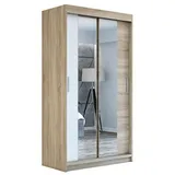 A&J MöbelLand Schiebetürenschrank NEO 120 x 215 x 59,5 cm Braun/Weiß