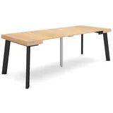 SKRAUT HOME Ausziehbarer, Konsolentisch, 222x90x73cm, Für 10 Personen, Holzbeine, Moderner Stil, Eiche - 312_34