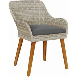 vidaXL Essgruppe Hellgrau Poly Rattan