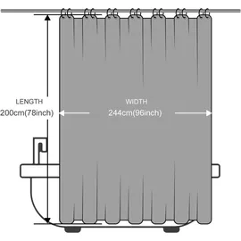 Furlinic Duschvorhang Überlänge 244 x 200 cm schwarz
