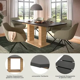 inn.furn Esstisch in grau und Eiche ausziehbar 150 - 190 cm Küchentisch Home-X