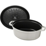 Staub Cocotte 31 cm oval weisser trüffel