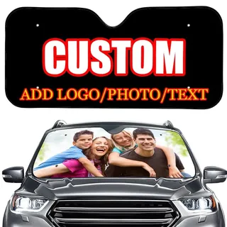LLLGSH Personalisierte Foto Auto Sonnenschutz Abdeckung, Sonnenschutz mit Foto und Text personalisiert, Autosonnenschutz mit eigenem Motiv Bedrucken, faltbar, 145x69.5cm