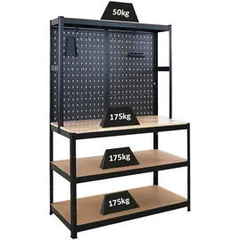 Proregal Werkbank Metall 120x180x60 cm schwarz