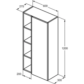 Ideal Standard Finesse Halbhochschrank 60 x 30 x 120 cm Eiche/Glas
