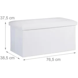 Relaxdays Sitzbank Kunstleder Weiß 37,5 x 76,5 x 38,5 cm