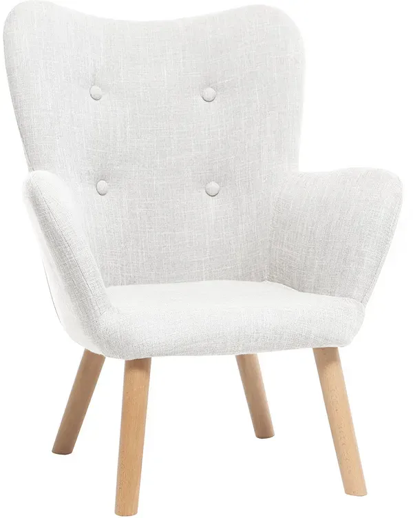 Fauteuil enfant scandinave en tissu gris polaire et bois clair BABY BRISTOL