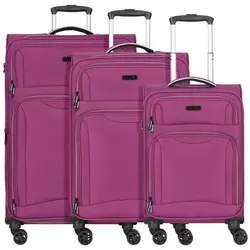 d&n Travel Line 9204 4 Rollen Kofferset 3-teilig mit Dehnfalte  lila