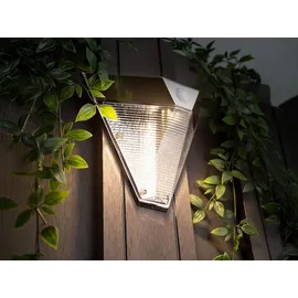 meineWunschleuchte 2x LED Solar Außenleuchte Bewegungsmelder Edelstahl, Downlight