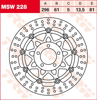 TRW Lucas Brake disc MSW228, drijvend