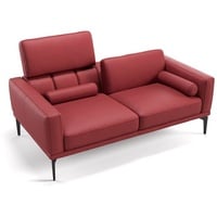 Sofanella 2-Sitzer Leder Salerno, Relaxsofa, Designsofa, Designer Couch, Italienisches Sofa, 2er Sofa rot