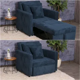 MCW Schlafsessel MCW-L90 Cord 200 x 100 x 70 cm Blau mit Schlaffunktion