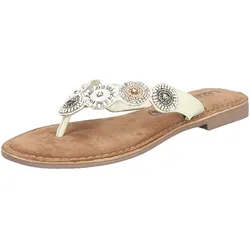 Zehentrenner LAZAMANI "Lazamani Sandalen Leder/Textil", Damen, Gr. 38, weiß, Leder, Textil, casual, Schuhe