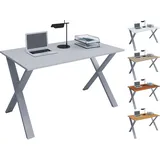 VCM my office Lona Schreibtisch honig-eiche rechteckig, X-Fuß-Gestell silber 110,0 x 80,0 cm