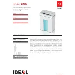 IDEAL Aktenvernichter 2265 4mm grau 22654111 Streifenschnitt