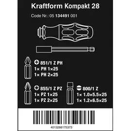 WERA Kraftform Kompakt 28 Bit-Schraubendreher PH1 6-teilig