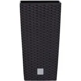 Pflanztopf aus Kunststoff H 61 cm inkl. Innentopf - wetterfest im stilvollen Rattan-Look - Pflanzsäule - Blumentopf - Blumenübertopf - Blumentopf hoch Größe Ø 32,5 cm / H 61 cm, Farbe Anthrazit