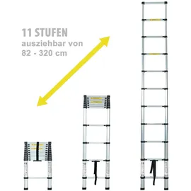 EAXUS Teleskopleiter 3,2 m 11 Sprossen