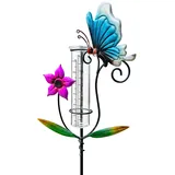 Forhandy Regenmesser, Regenmesser Frostsicher Regenmesser Gartendeko mit Metall Erdspieß, Gartenzubehör Analoger Niederschlagsmesser für Garten Rasen Rasenweg Hof Teich